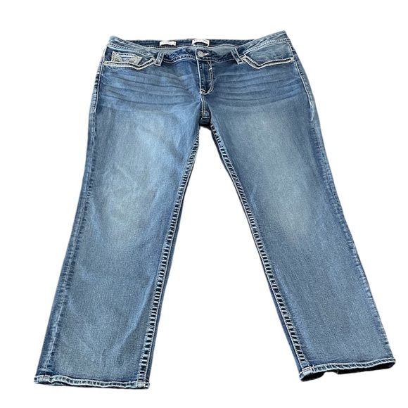 Vigoss Straight Leg Jeans Women's Plus Size 22 x 31 Stretch Metallic Sequins - Picture 1 of 11